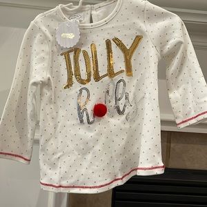 Mudpie Sparkle Jolly Holly Pom Pom Tunic NWT 12-18M